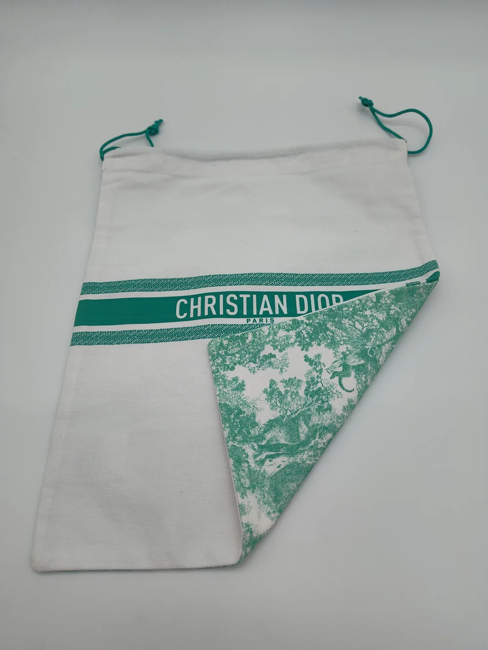 CHRISTIAN DIOR Green Toile de Jouy Dust Bag Drawstring Gift Pouch NWOT
